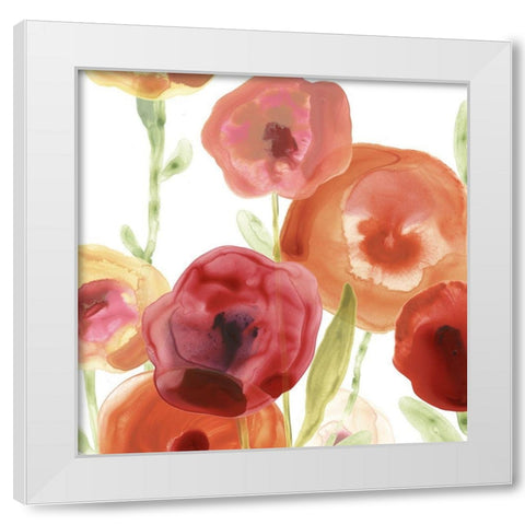 Poppy Patch I White Modern Wood Framed Art Print by Vess, June Erica