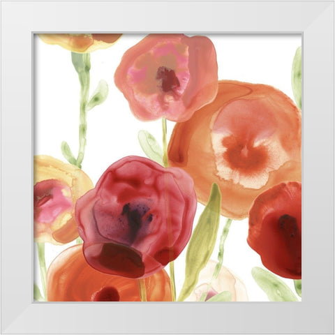 Poppy Patch I White Modern Wood Framed Art Print by Vess, June Erica