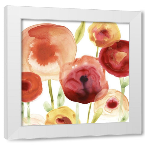 Poppy Patch II White Modern Wood Framed Art Print by Vess, June Erica