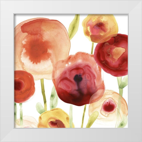 Poppy Patch II White Modern Wood Framed Art Print by Vess, June Erica