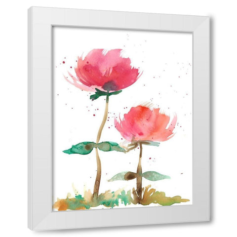 Pink Fleurs I White Modern Wood Framed Art Print by Ludwig, Alicia