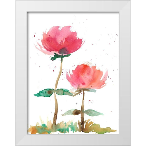 Pink Fleurs I White Modern Wood Framed Art Print by Ludwig, Alicia