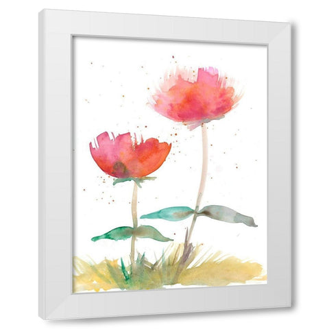 Pink Fleurs II White Modern Wood Framed Art Print by Ludwig, Alicia