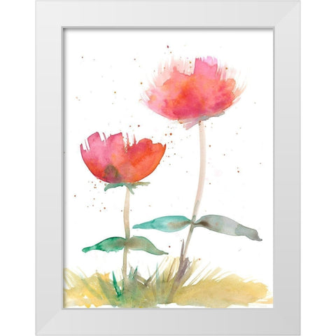 Pink Fleurs II White Modern Wood Framed Art Print by Ludwig, Alicia