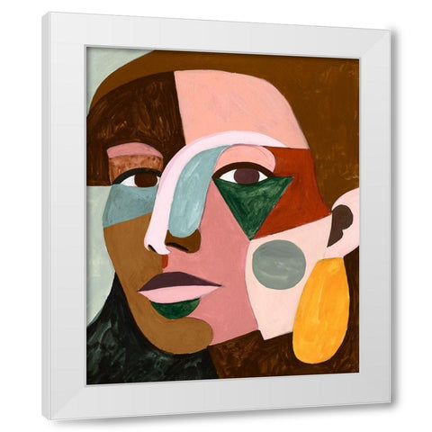 Geo Face I White Modern Wood Framed Art Print by Borges, Victoria