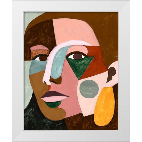 Geo Face I White Modern Wood Framed Art Print by Borges, Victoria