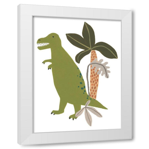 Mighty Dino II White Modern Wood Framed Art Print by Vess, June Erica
