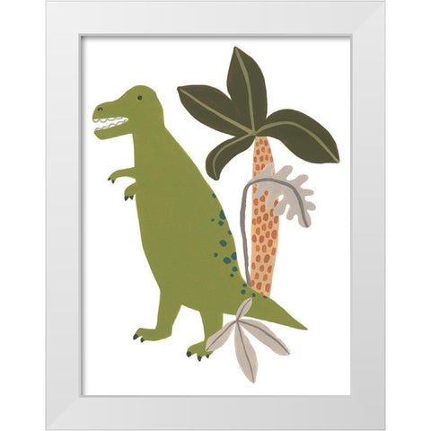 Mighty Dino II White Modern Wood Framed Art Print by Vess, June Erica