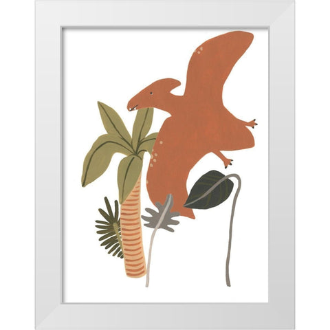 Mighty Dino III White Modern Wood Framed Art Print by Vess, June Erica