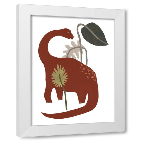 Mighty Dino IV White Modern Wood Framed Art Print by Vess, June Erica
