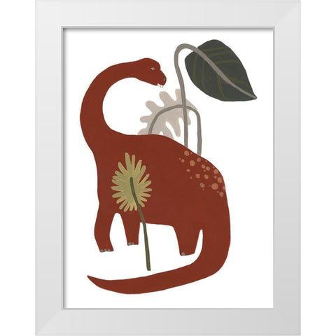Mighty Dino IV White Modern Wood Framed Art Print by Vess, June Erica