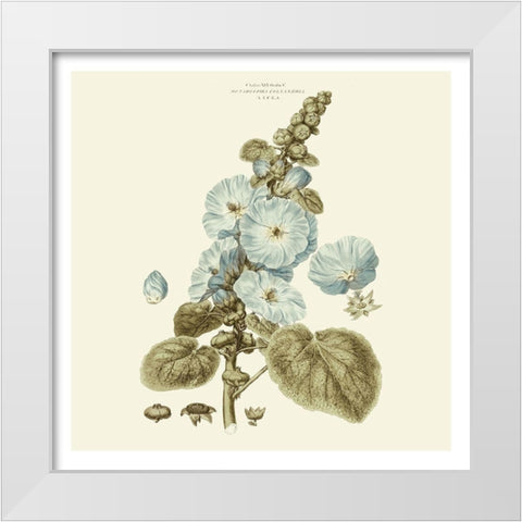Custom Bashful Blue Florals IV White Modern Wood Framed Art Print by Miller, John