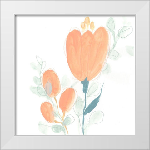 Petite Petals VII White Modern Wood Framed Art Print by Vess, June Erica