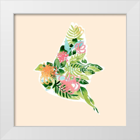 Foliage and Feathers I White Modern Wood Framed Art Print by Vess, June Erica