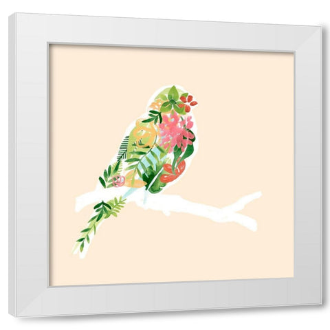 Foliage and Feathers II White Modern Wood Framed Art Print by Vess, June Erica