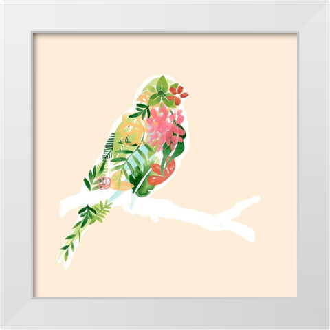 Foliage and Feathers II White Modern Wood Framed Art Print by Vess, June Erica