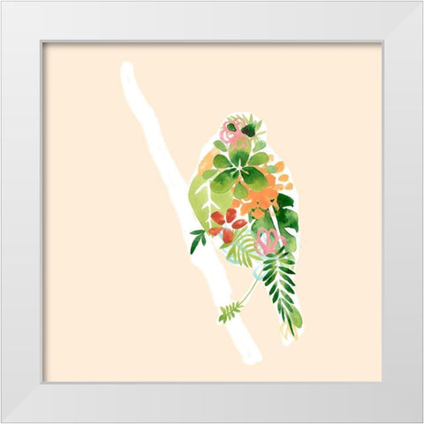 Foliage and Feathers III White Modern Wood Framed Art Print by Vess, June Erica