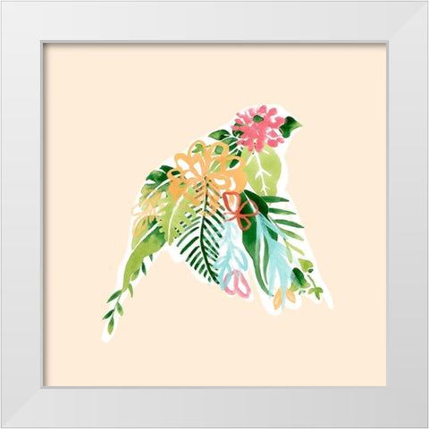 Foliage and Feathers IV White Modern Wood Framed Art Print by Vess, June Erica