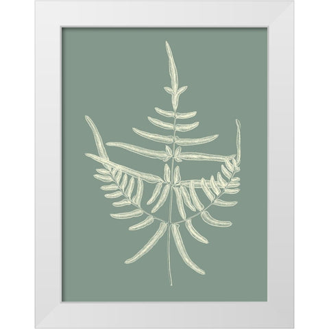 Ferns on Sage I White Modern Wood Framed Art Print by Vision Studio