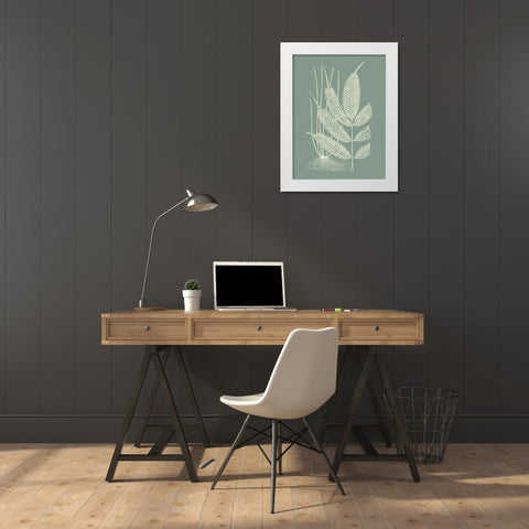 Ferns on Sage II White Modern Wood Framed Art Print by Vision Studio