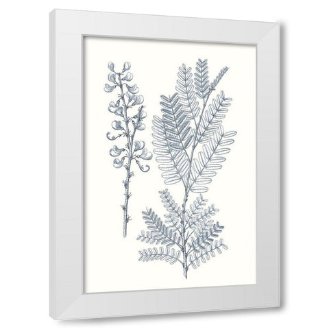 Indigo Botany Study VII White Modern Wood Framed Art Print by Vision Studio