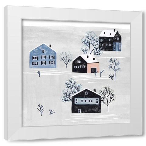 Snowy Village I White Modern Wood Framed Art Print by Wang, Melissa