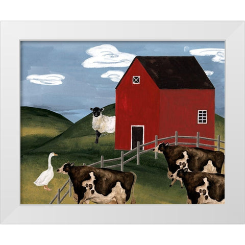 Red Cottage II White Modern Wood Framed Art Print by Wang, Melissa