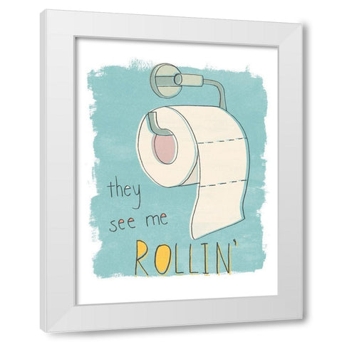 Potty Pun I White Modern Wood Framed Art Print by Vess, June Erica