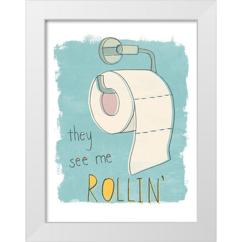 Potty Pun I White Modern Wood Framed Art Print by Vess, June Erica