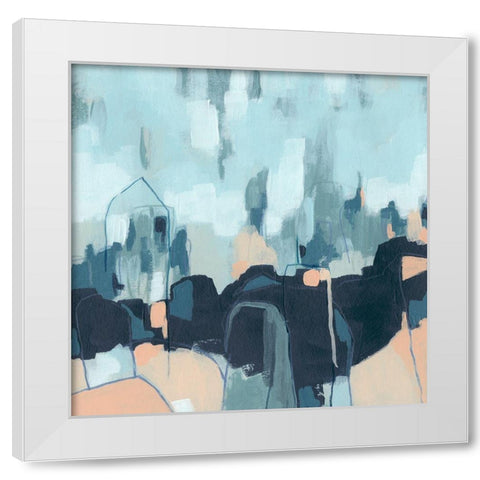 Abstracted Indigo Skyline II White Modern Wood Framed Art Print by Vess, June Erica