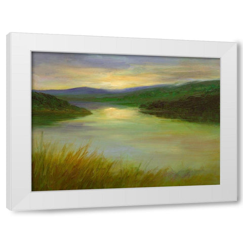 Still Waters at Sunset White Modern Wood Framed Art Print by Finch, Sheila