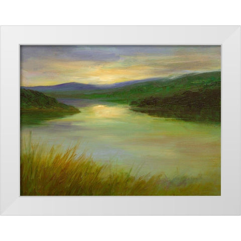Still Waters at Sunset White Modern Wood Framed Art Print by Finch, Sheila