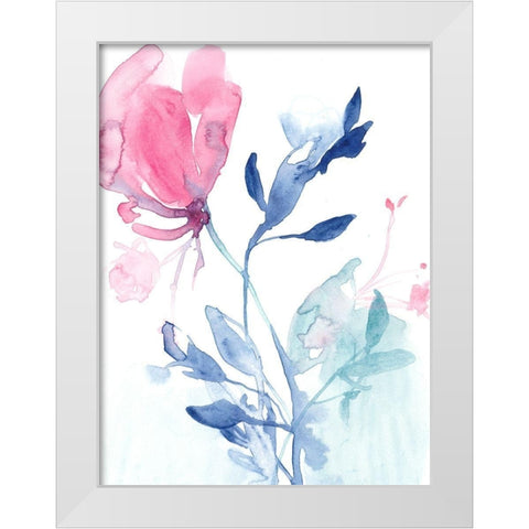 Fuchsia Sway II White Modern Wood Framed Art Print by Goldberger, Jennifer