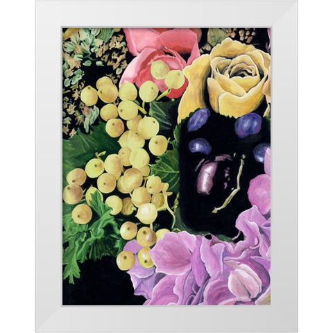 Floral on Black I White Modern Wood Framed Art Print by Wang, Melissa