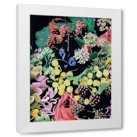 Floral on Black II White Modern Wood Framed Art Print by Wang, Melissa