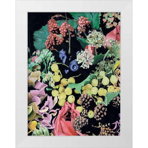 Floral on Black II White Modern Wood Framed Art Print by Wang, Melissa