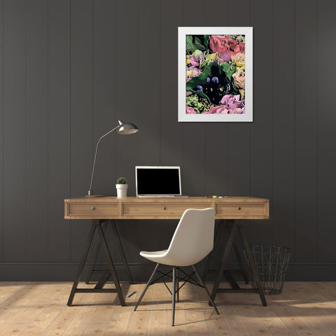 Floral on Black IV White Modern Wood Framed Art Print by Wang, Melissa