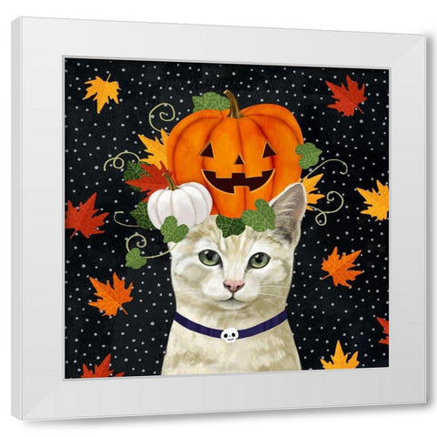 Halloween Cat I White Modern Wood Framed Art Print by Borges, Victoria
