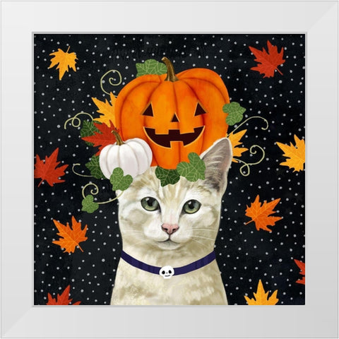 Halloween Cat I White Modern Wood Framed Art Print by Borges, Victoria
