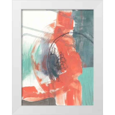 Juxtaposed Coral I White Modern Wood Framed Art Print by Goldberger, Jennifer