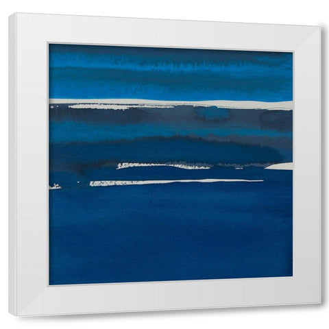 Sapphire Horizon I White Modern Wood Framed Art Print by Delamater, Rob