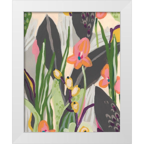 Vibrant Ladyslippers I White Modern Wood Framed Art Print by Vess, June Erica
