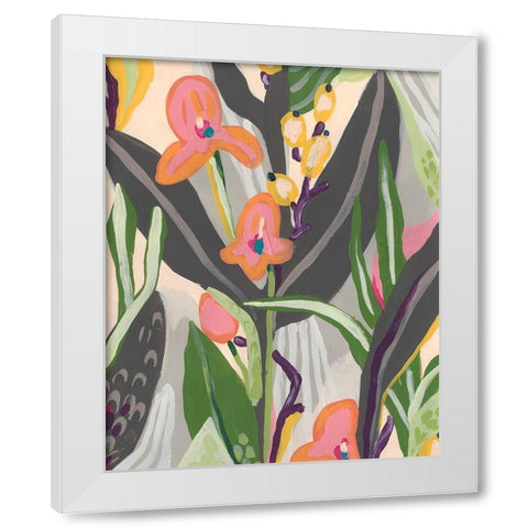Vibrant Ladyslippers II White Modern Wood Framed Art Print by Vess, June Erica