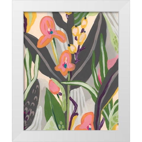 Vibrant Ladyslippers II White Modern Wood Framed Art Print by Vess, June Erica