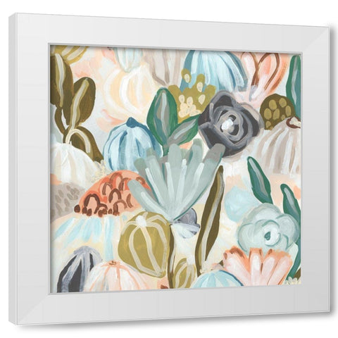 Parasol Garden II White Modern Wood Framed Art Print by Vess, June Erica