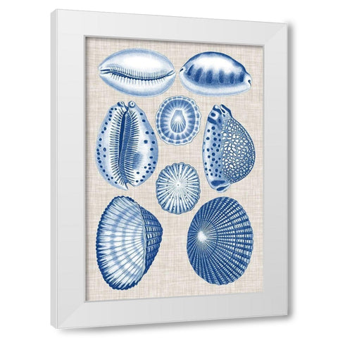 Navy and Linen Shells I White Modern Wood Framed Art Print by Vision Studio