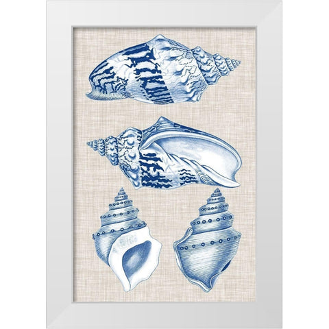 Navy and Linen Shells II White Modern Wood Framed Art Print by Vision Studio