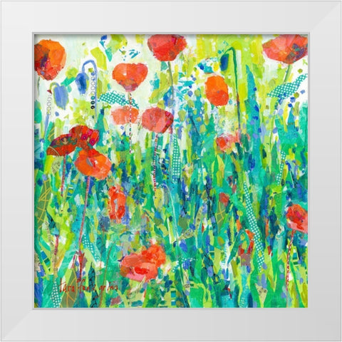 Stately Red Poppies III White Modern Wood Framed Art Print by Grim, Tara Funk