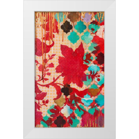 Red and Teal Gilded Age I White Modern Wood Framed Art Print by Robinson, Heather