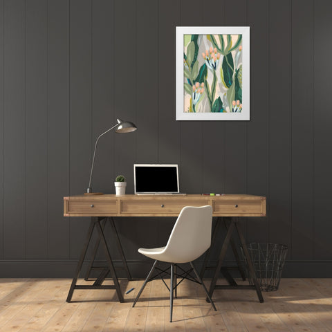 Floral Impulse II White Modern Wood Framed Art Print by Vess, June Erica